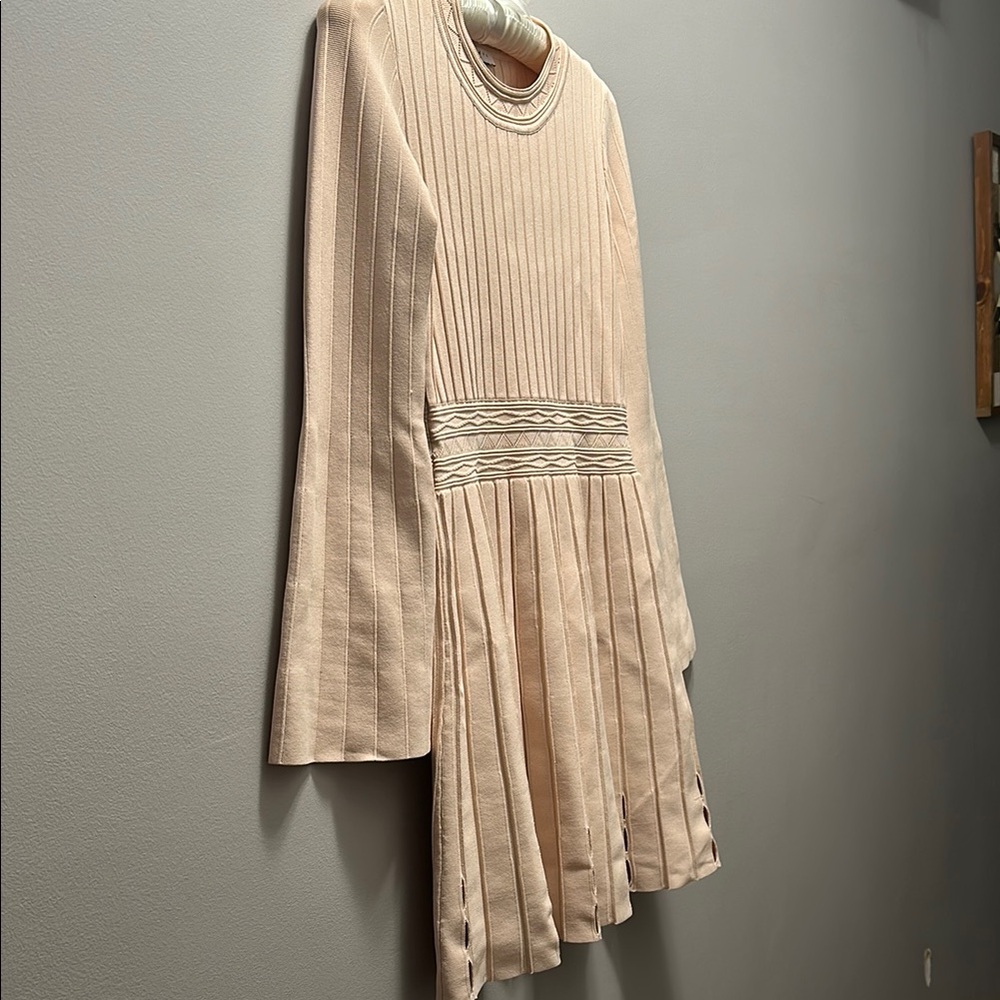 Sandro Paris pleated knee length dress with flare arms